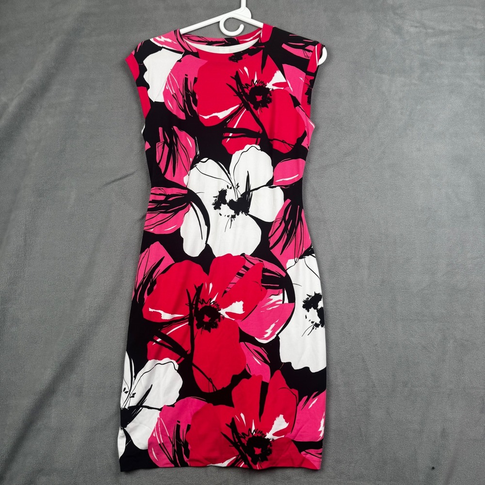 Cache Womens Pink Floral Sheath Dress Sleeveless Knee Length Size 4 RN 74578